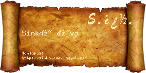 Sinkó Éva névjegykártya