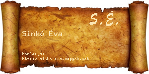 Sinkó Éva névjegykártya